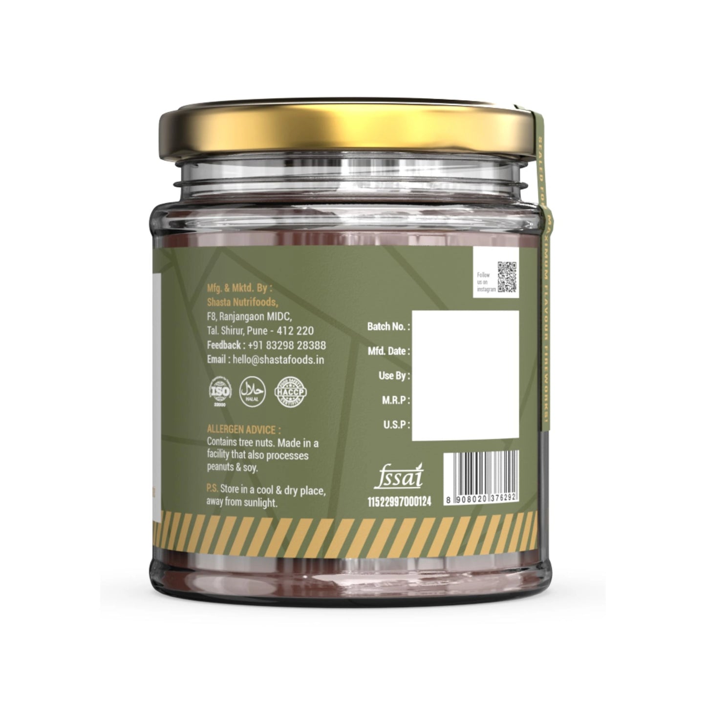 Creamy Pistachio Nut Butter Nutrition Facts- Beeza Nut Butters