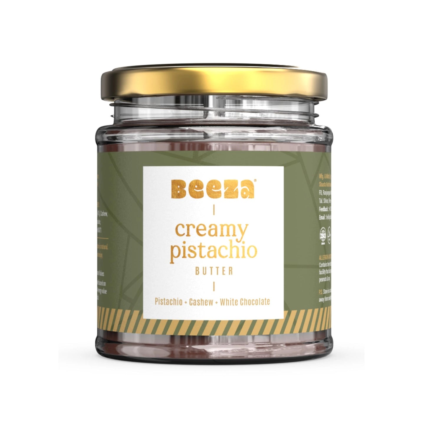 Creamy pistachio front - Beeza Nut Butters