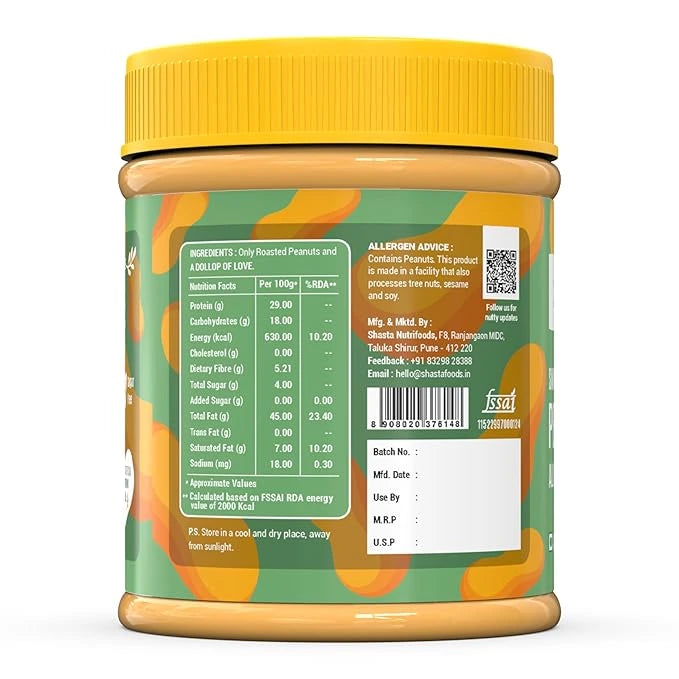 Smooth & Unsweetened Peanut Butter Ingredients - Beeza Nut Butters