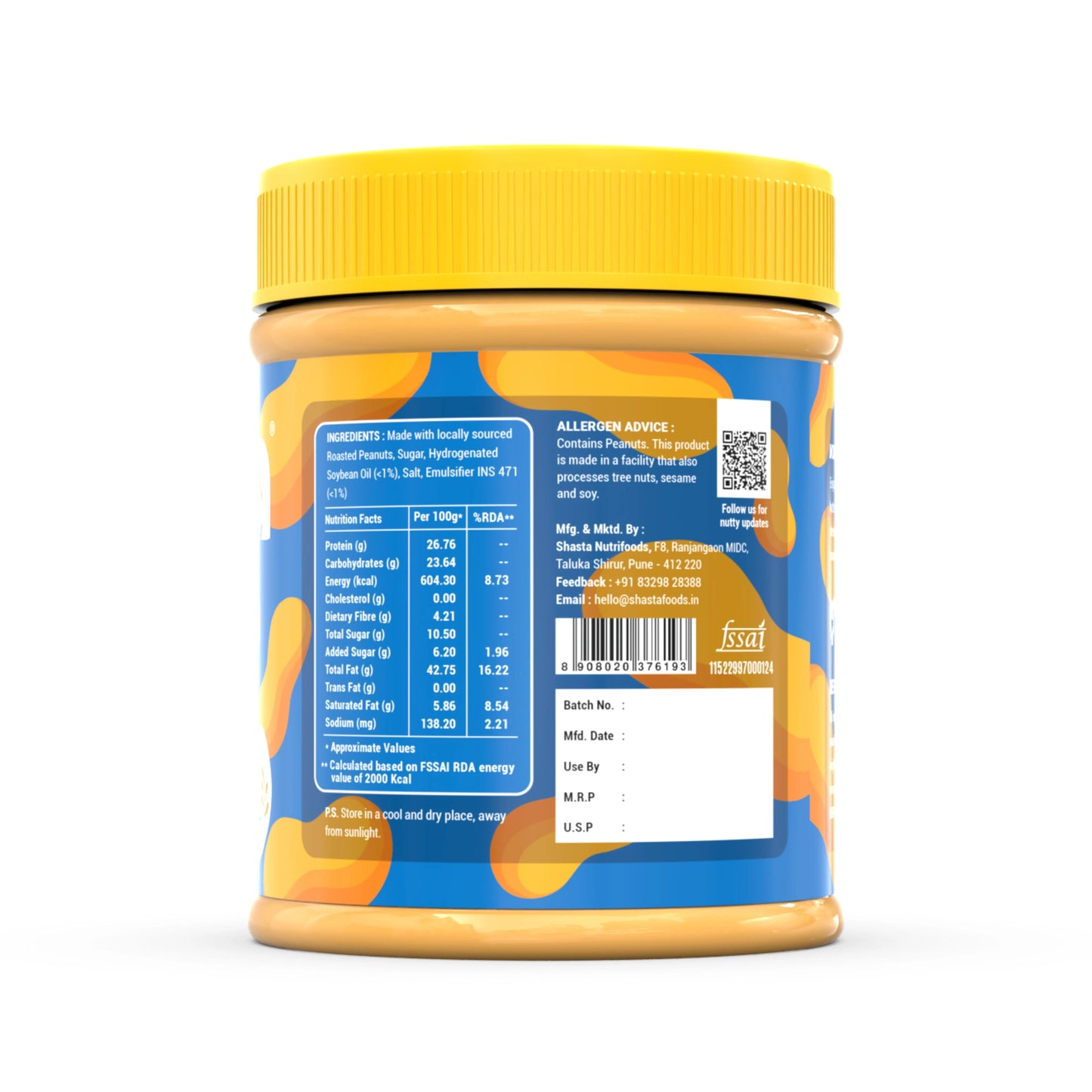 Peanut Butter Crunchy Nutrition Facts - Beeza Nut Butters