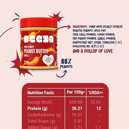 Spicy & Nutty Peanut Butter Nutrition Facts - Beeza Nut Butters