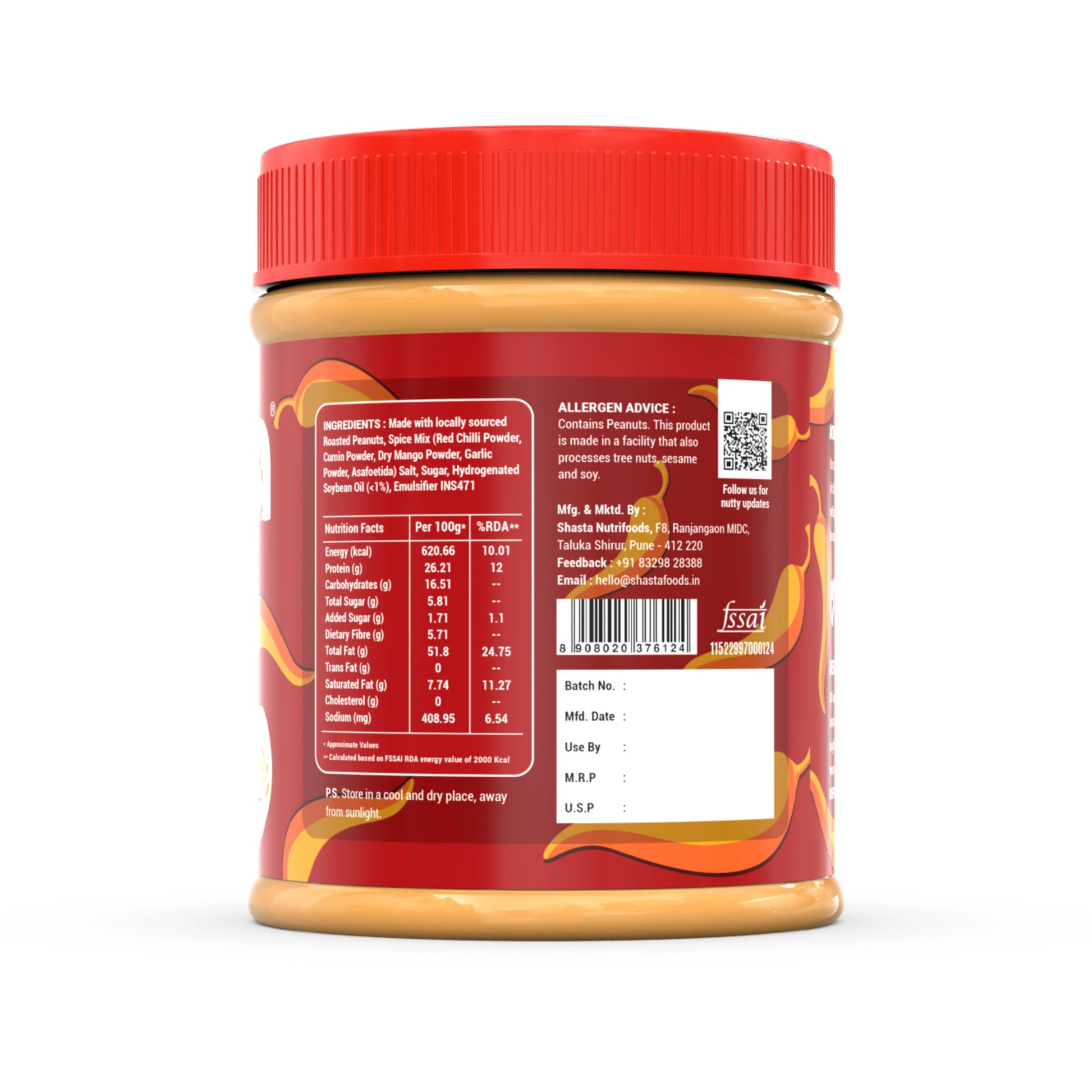 Peanut Butter Chilli Nutrition Facts - Beeza Nut Butters